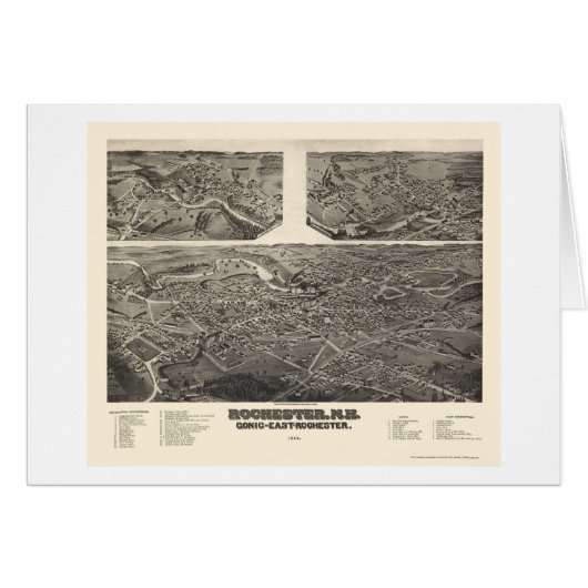 Rochester, NH Panoramic Map - 1884 Cards (Front Horizontal)