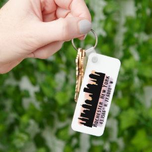 Rochester NY City Skyline Keychain