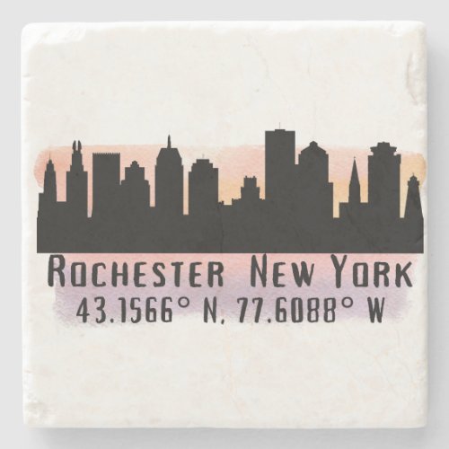 Rochester NY City Skyline  Stone Coaster