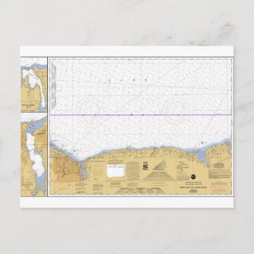 Rochester NY Nautical Lake Ontario Chart Postcard