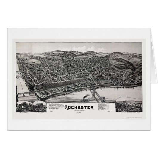 Rochester, PA Panoramic Map - 1900 Cards (Front Horizontal)