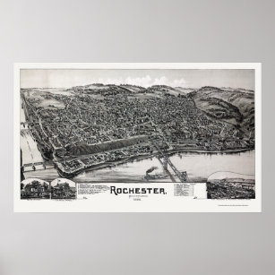 Rochester, PA Panoramic Map - 1900 Poster