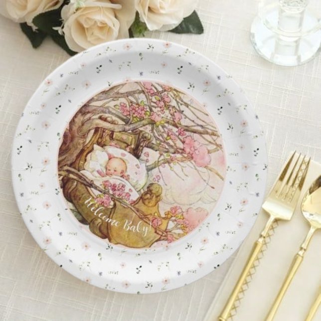 Rock A Bye Baby Nursery Rhyme Baby Shower Paper Plates (Creator Uploaded)