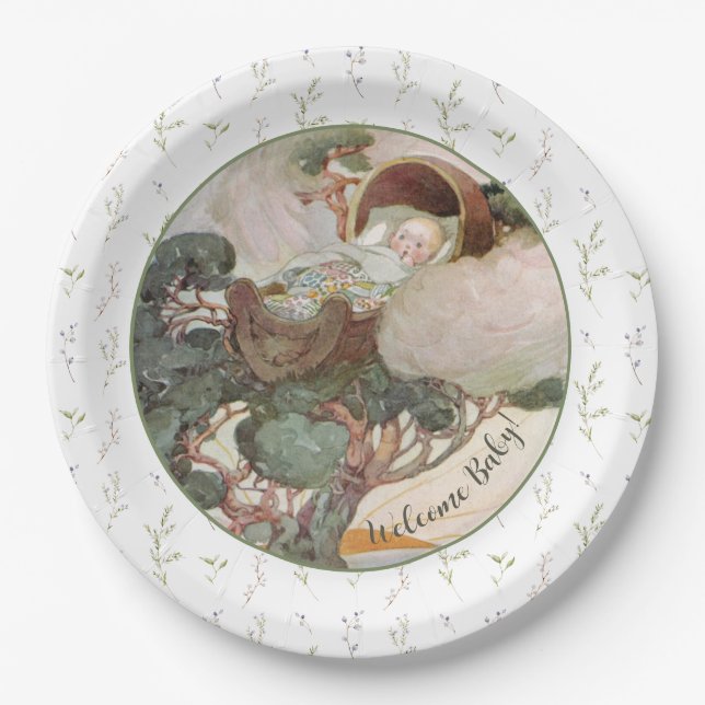 Rock A Bye Baby Nursery Rhyme Baby Shower Paper Plates (Front)