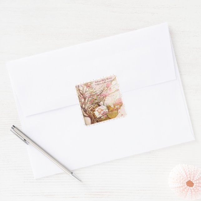 Rock A Bye Baby Nursery Rhyme Baby Shower  Square Sticker (Envelope)