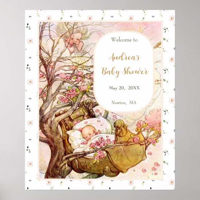 Rock A Bye Baby Nursery Rhyme Baby Shower Welcome Poster (Front)