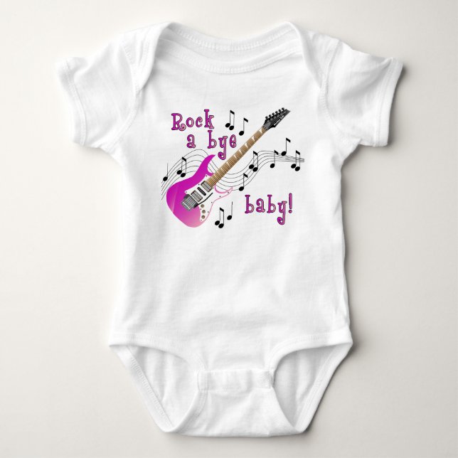 Rock A Bye Baby Pink Baby Bodysuit (Front)