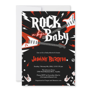 Rock a Bye Baby Shower Invitation, Guitar Invite
