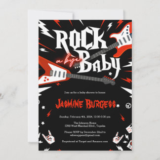 Rock a Bye Baby Shower Invitation, Guitar Invite