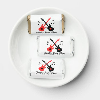 Rock A Bye Baby Shower Rock Star Red Black Guitars Hershey's Miniatures by allpetscherished at Zazzle