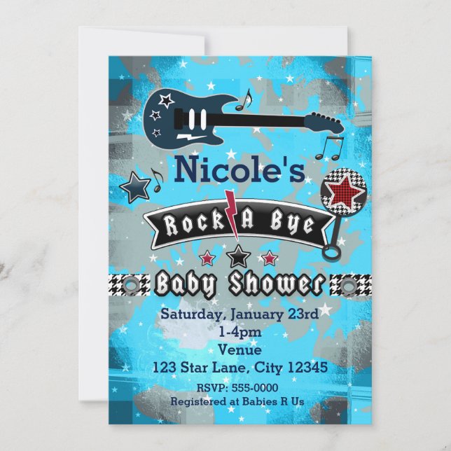 Rock A Bye Baby Shower Star Invitations (Front)