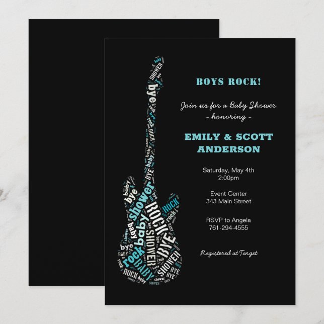 Rock-a-bye Guitar Baby Shower invitation (Front/Back)