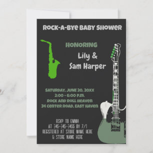 Rock a Bye Guitar Rock Star Baby Shower Invitation