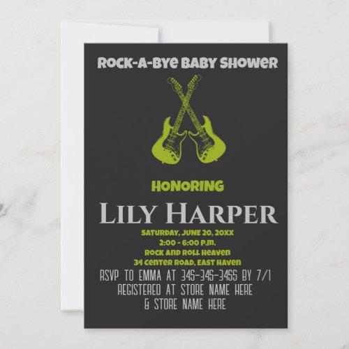 Rock a Bye Guitar Rock Star Baby Shower Invitation