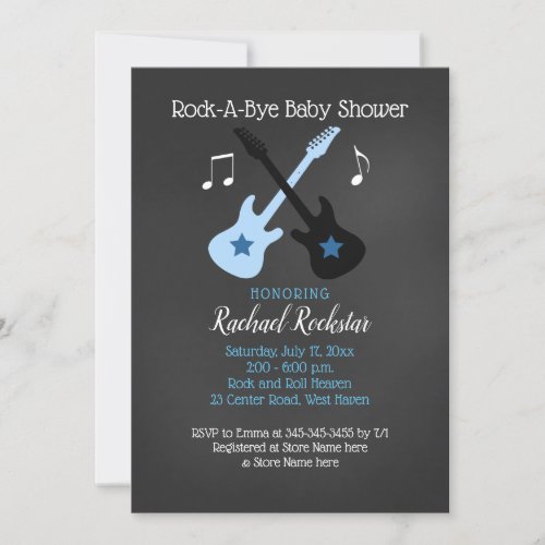 Rock a Bye Guitar Rock Star Baby Shower Invitation
