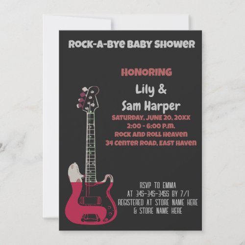 Rock a Bye Guitar Rock Star Baby Shower Invitation