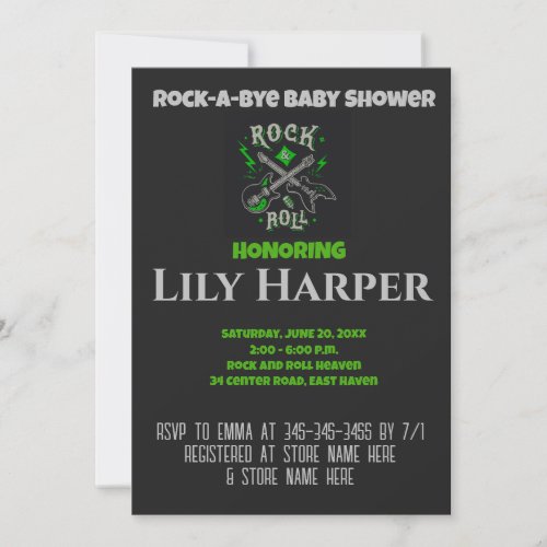 Rock a Bye Guitar Rock Star Baby Shower Invitation