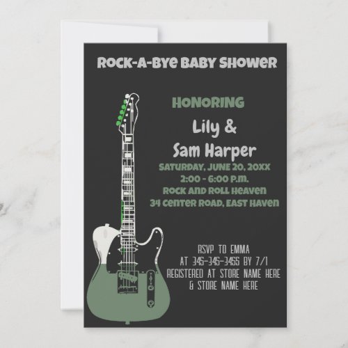 Rock a Bye Guitar Rock Star Baby Shower Invitation