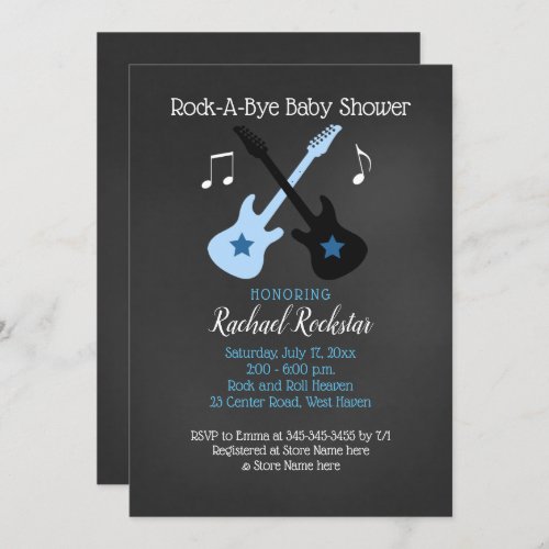 Rock a Bye Guitar Rock Star Baby Shower Invitation