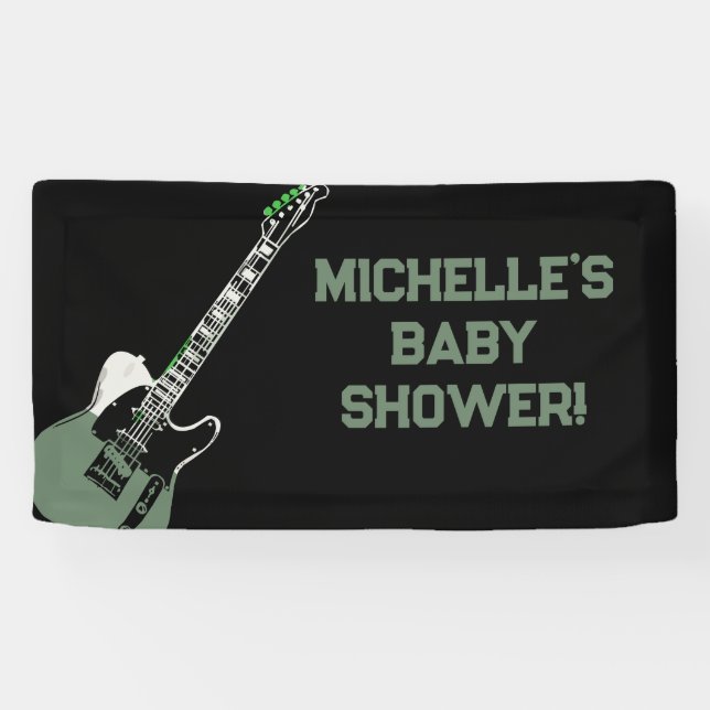 Rock a Bye Rock Star Guitar Baby Shower Banner (Horizontal)
