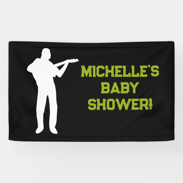 Rock a Bye Rock Star Guitar Baby Shower Banner (Horizontal)