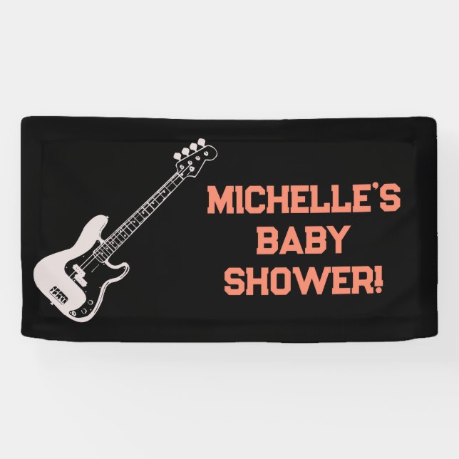 Rock a Bye Rock Star Guitar Baby Shower Banner (Horizontal)