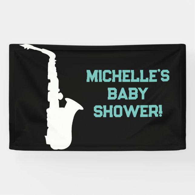 Rock a Bye Rock Star Guitar Baby Shower Banner (Horizontal)