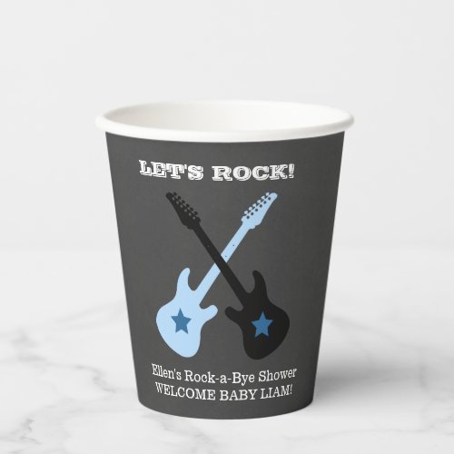 Rock_a_Bye Rock Star Guitar Boy Baby Shower Paper Cups