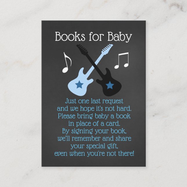 Rock a Bye Rockstar Baby Shower Book Request Cards (Front)