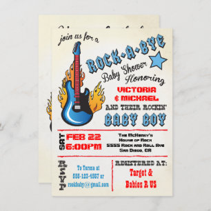 Rock a bye rockstar baby shower Invitations