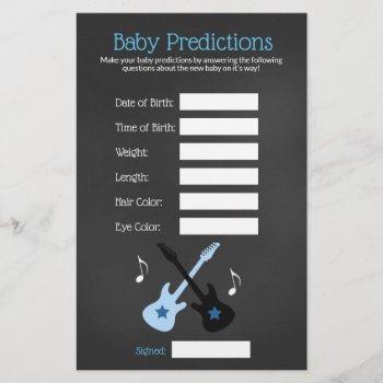 Rock A Bye Rockstar Baby Shower Predictions Game by allpetscherished at Zazzle