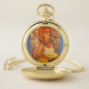 Rock Acoustic Girl Pocket Watch