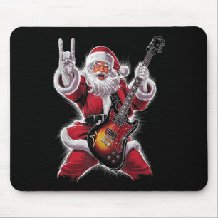 Rock & Roll Christmas Santa Claus Guitar Playe Mouse Pad