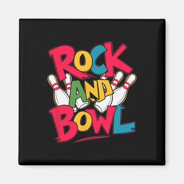 Rock And Bowl Men Women Players Ten Pin Bowling  Magnet (Front)