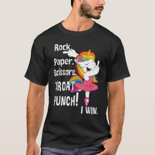 Rock and paper scissors throat punch I win unicorn T-Shirt