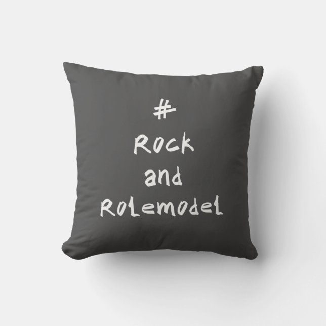 # Rock and Rolemodel - White. Throw Pillow (Front)