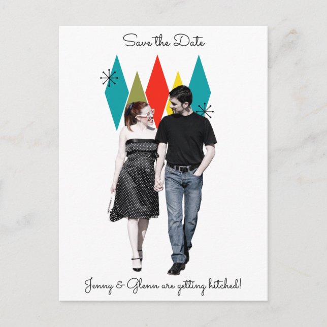 Rock and Roll 1950s Style Save the Date Announcement Postcard (Front)