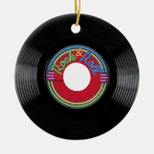 Rock and Roll 45 rpm Record Ceramic Ornament