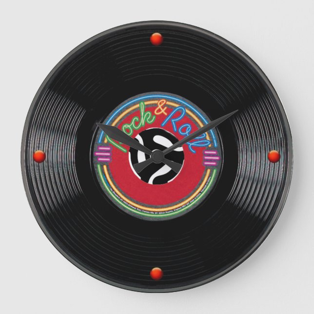 Rock and Roll 45 rpm Record Large Clock (Front)