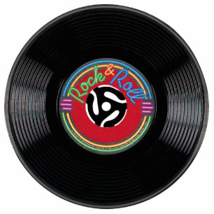 Rock and Roll 45 rpm Record Pin Statuette