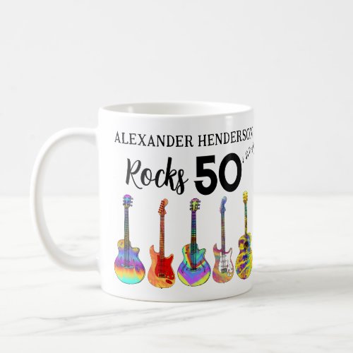 Rock and Roll 50th Birthday add Name Coffee Mug