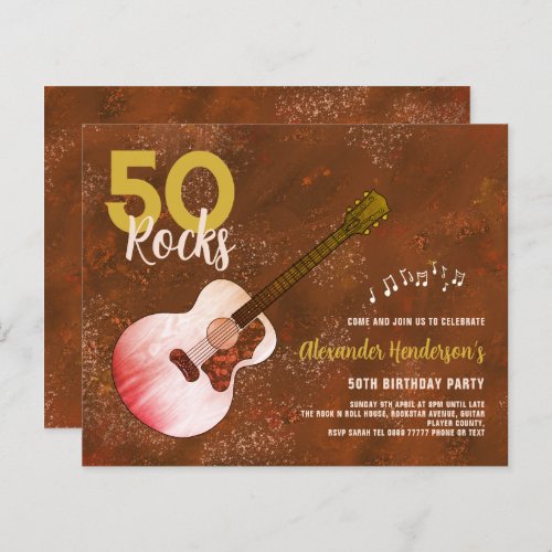 Rock and Roll 50th Birthday Guitar Rustic Budget