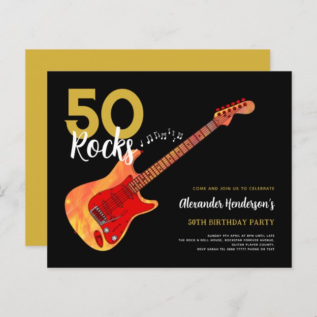 Rock and Roll 50th birthday party 50 rocks (Front/Back)