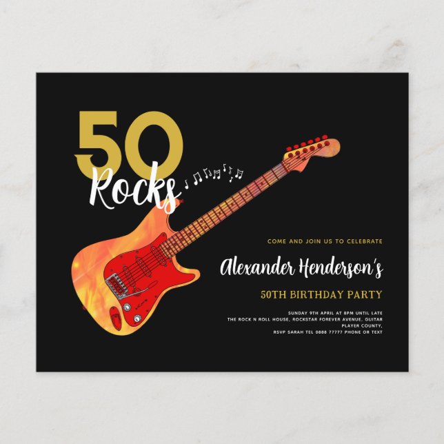 Rock and Roll 50th birthday party 50 rocks Flyer (Front)