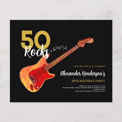 Rock and Roll 50th birthday party 50 rocks Flyer