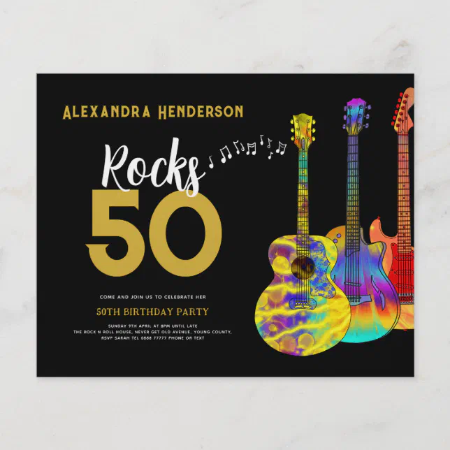 Rock and Roll 50th Birthday Party Budget Flyer Zazzle