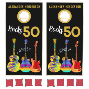 Rock and Roll 50th Birthday Party Cornhole Set