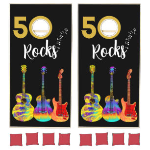 Rock and Roll 50th Birthday Party Cornhole Set