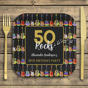 Rock and Roll 50th Birthday Party Custom Paper Plates