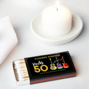 Rock and Roll 50th Birthday Party Matchboxes